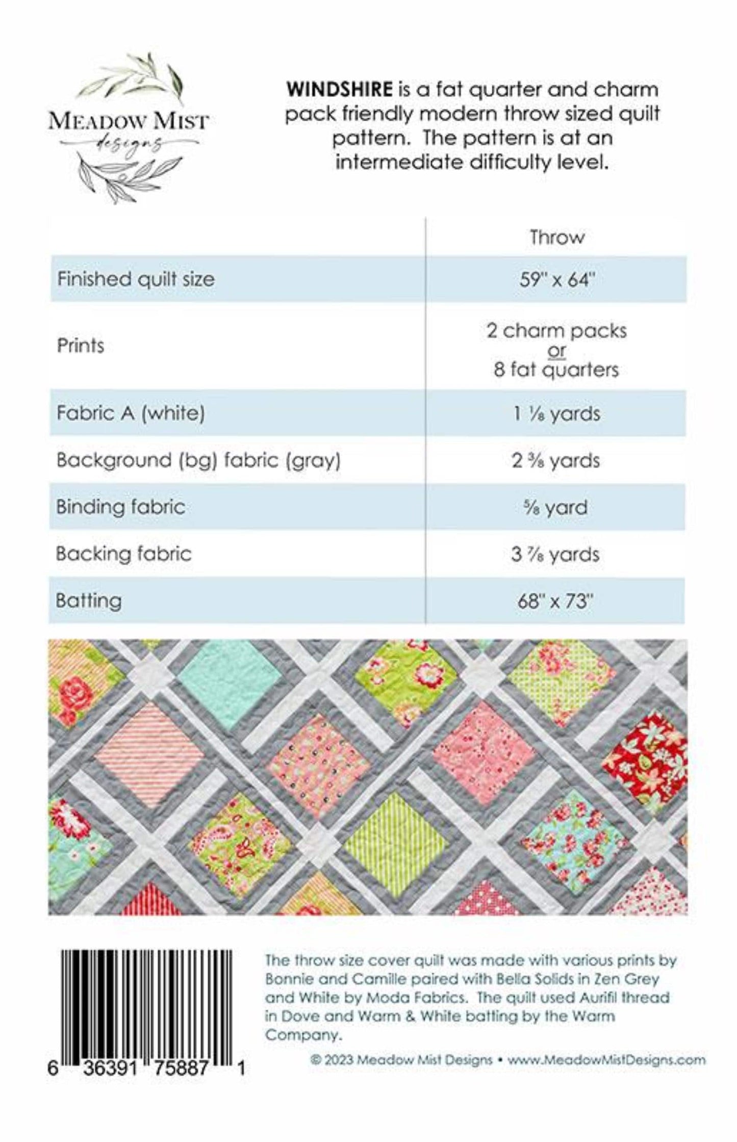 Woodshire Quilt Pattern - Meadow Mist Designs