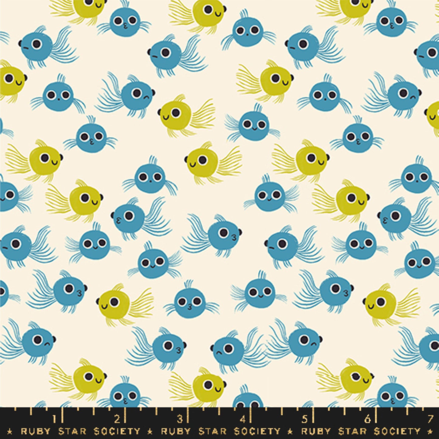 Goldfish Vintage Blue Animal Animal Ruby Star Society and Moda Fabrics Fabric Fetish