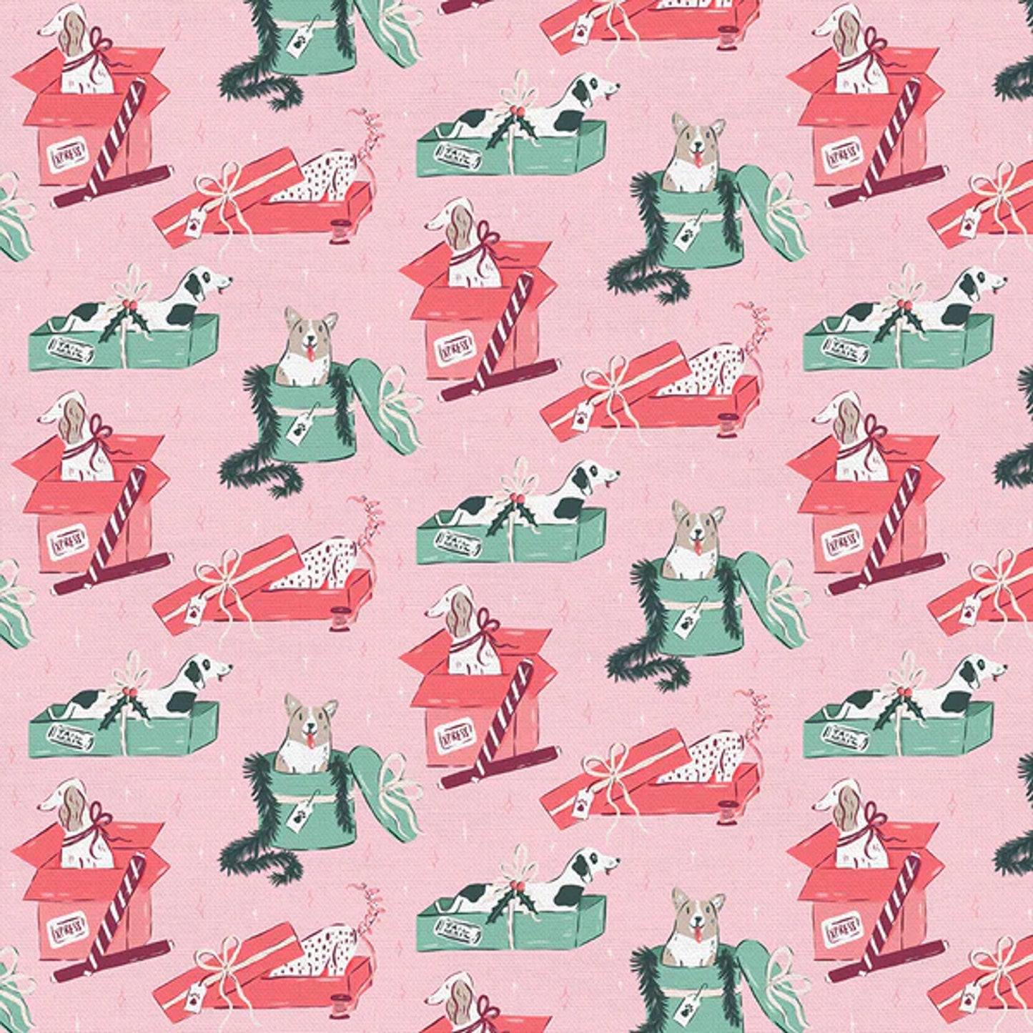 Christmas Package Light Pink Mistletoe Mutts Krissy Mast Paintbrush Studio Fabric Fetish