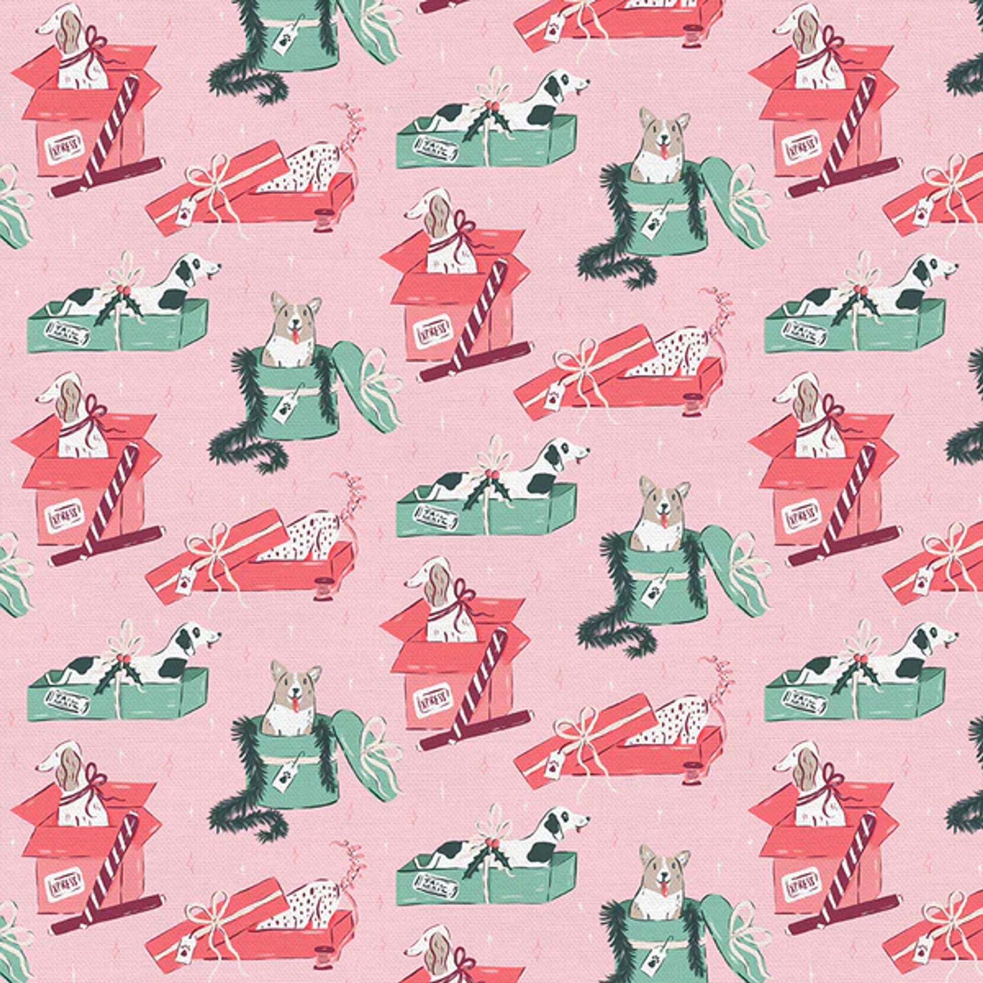 Christmas Package Light Pink Mistletoe Mutts Krissy Mast Paintbrush Studio Fabric Fetish