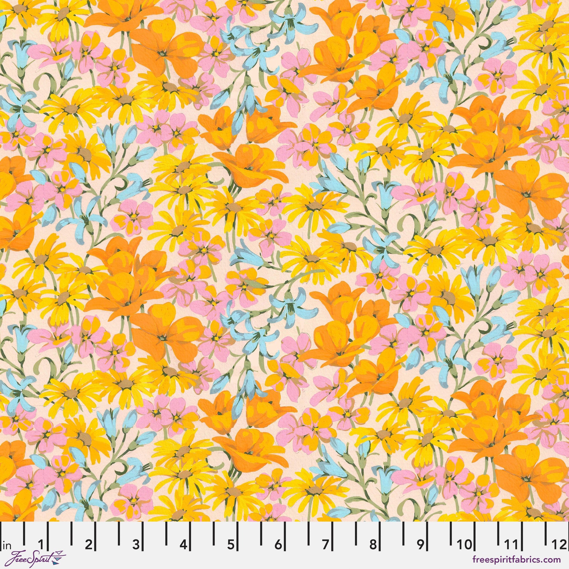 Pacific Coast Golden Nation of Flowers Martha Negley Freespirit Fabric Fabric Fetish