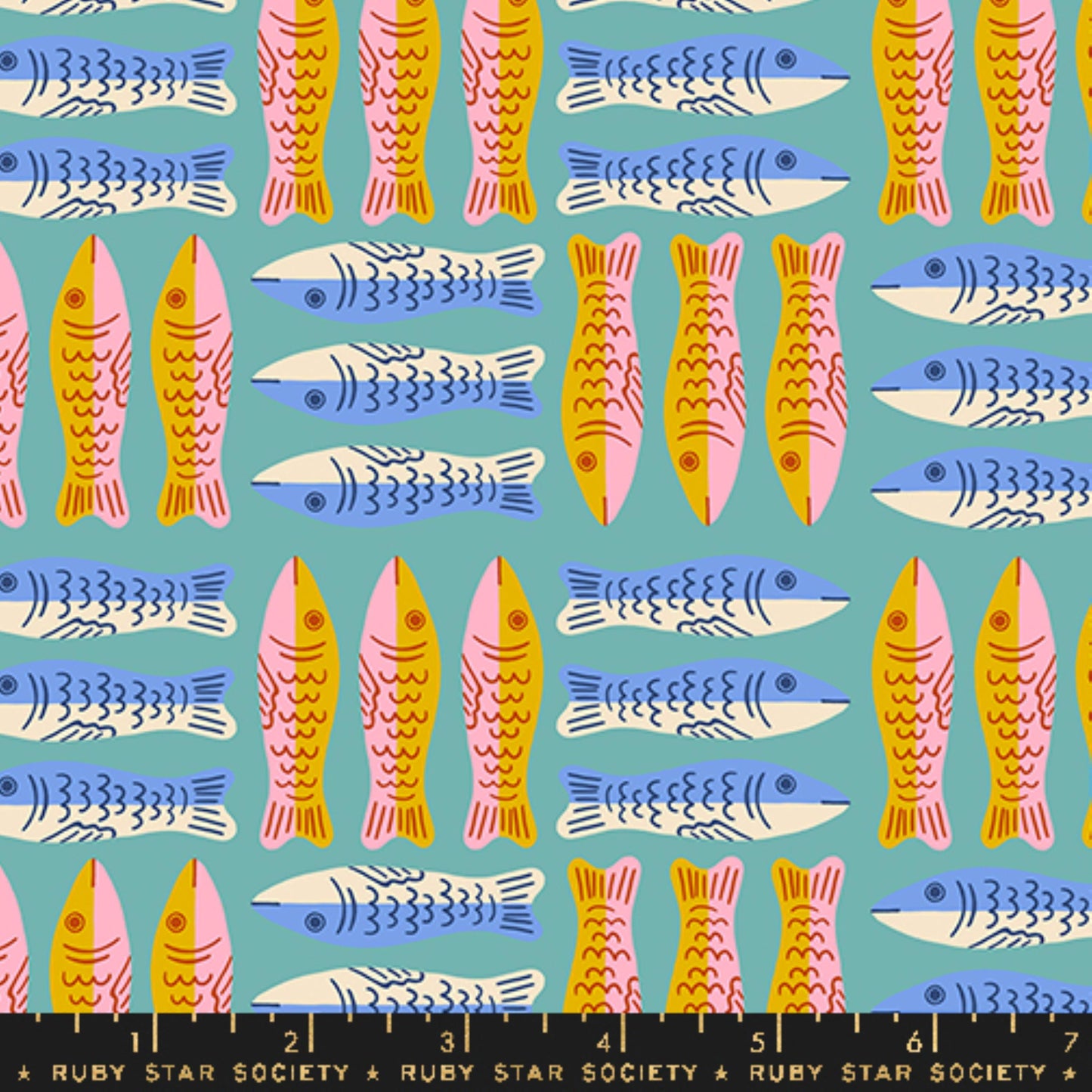 Sardines Turquoise Ooh Lucky Lucky Alexia Abegg Ruby Star Society Fabric Moda Fabric Fetish