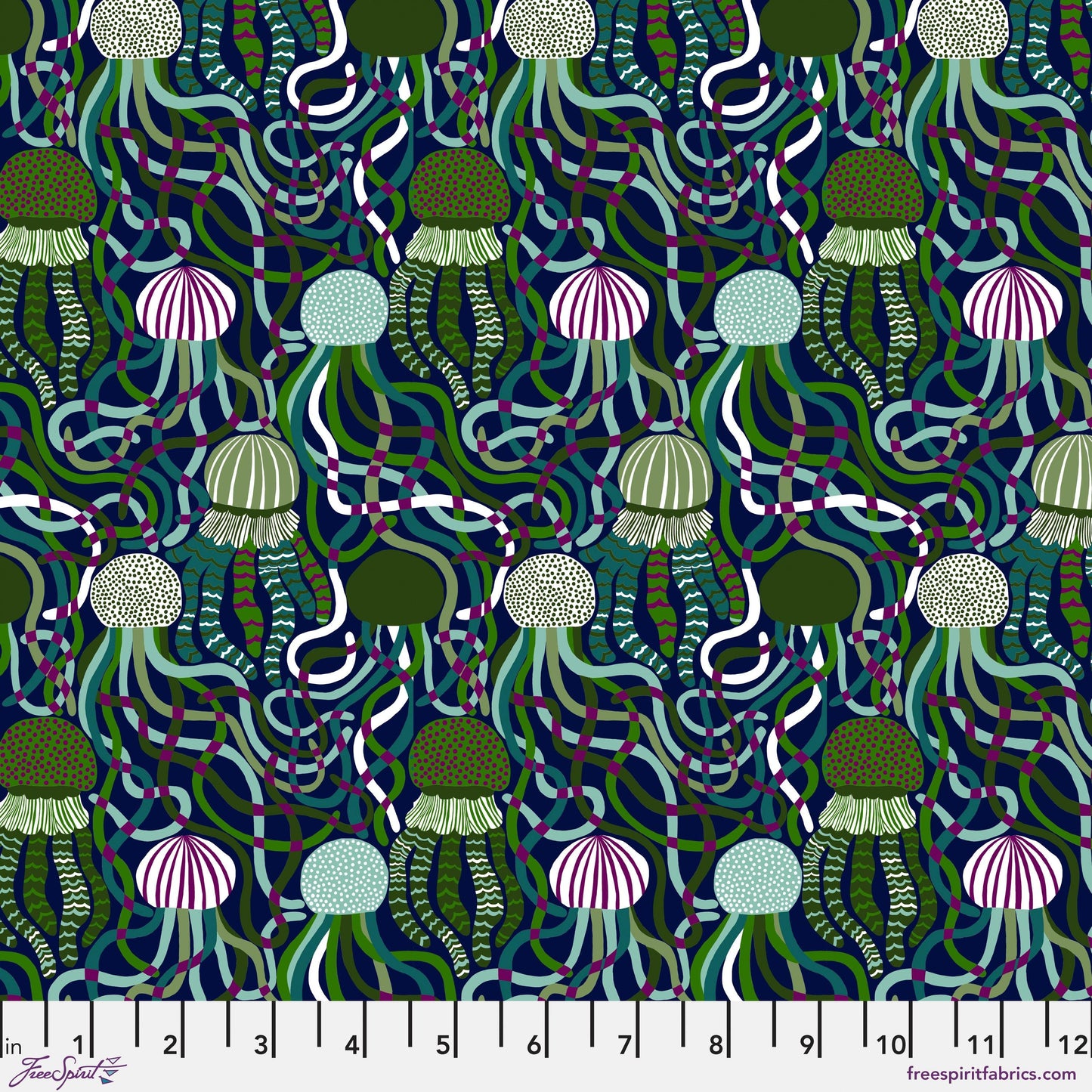Abyss Green Rising Tide Monika Forsberg Freespirit Fabric Fabric Fetish