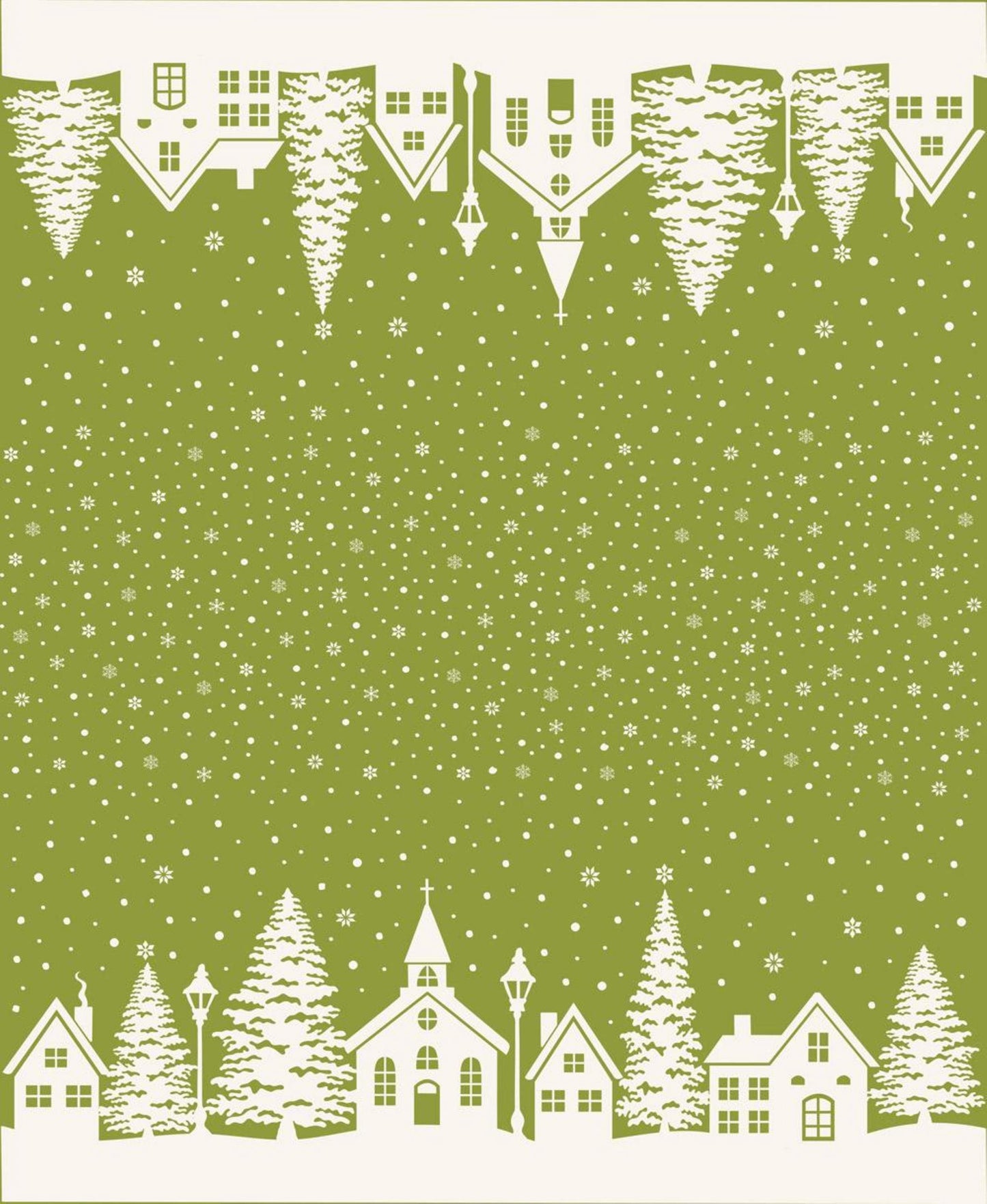 Christmas Village Double Border PANEL (36"x 44") Pine Buon Natale Fig Tree Co Moda Fabric Fetish