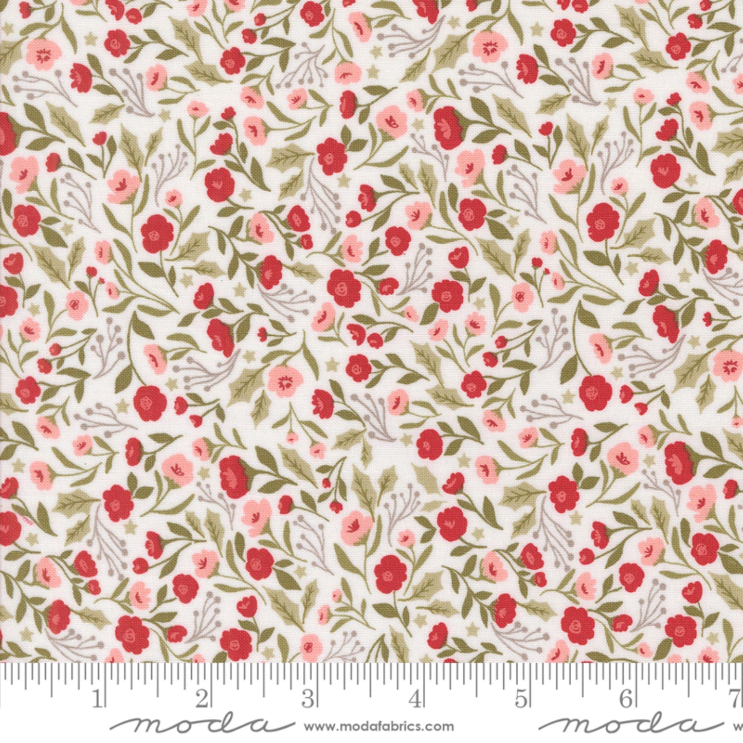 Christmas Posies Snow Berry and Pine Lella Boutique Moda Fabric Fetish