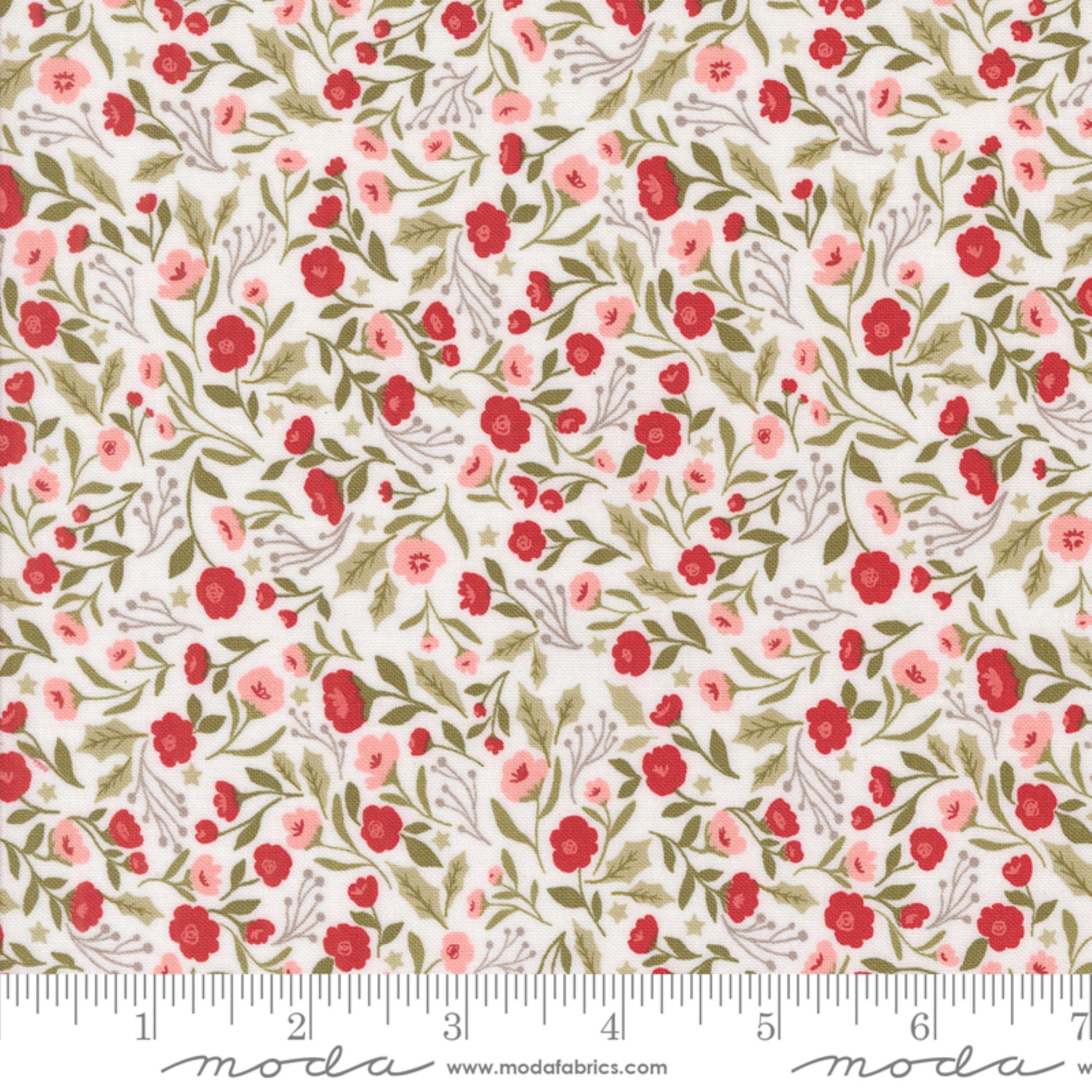 Christmas Posies Snow Berry and Pine Lella Boutique Moda Fabric Fetish