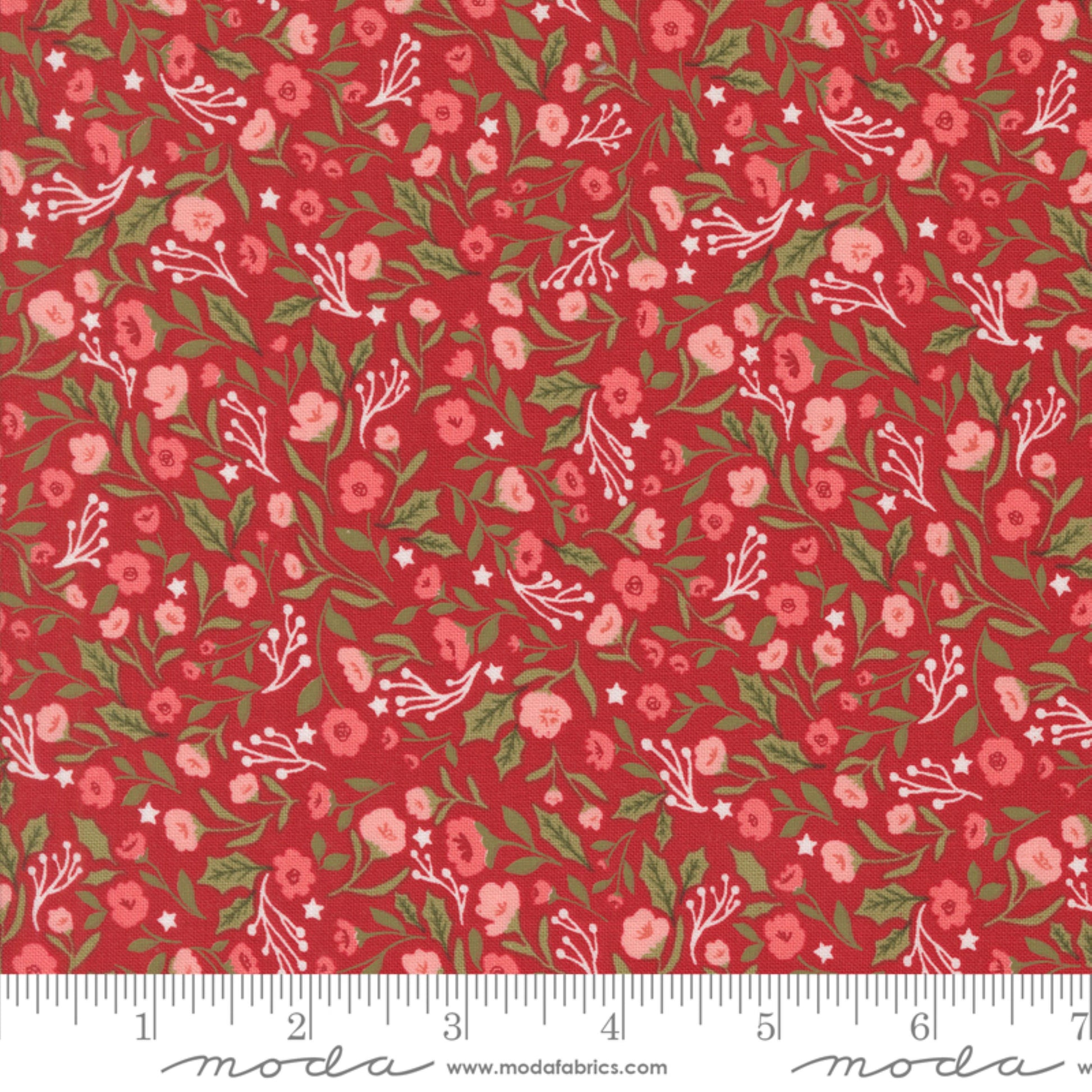 Christmas Posies Cranberry Berry and Pine Lella Boutique Fabric Fetish