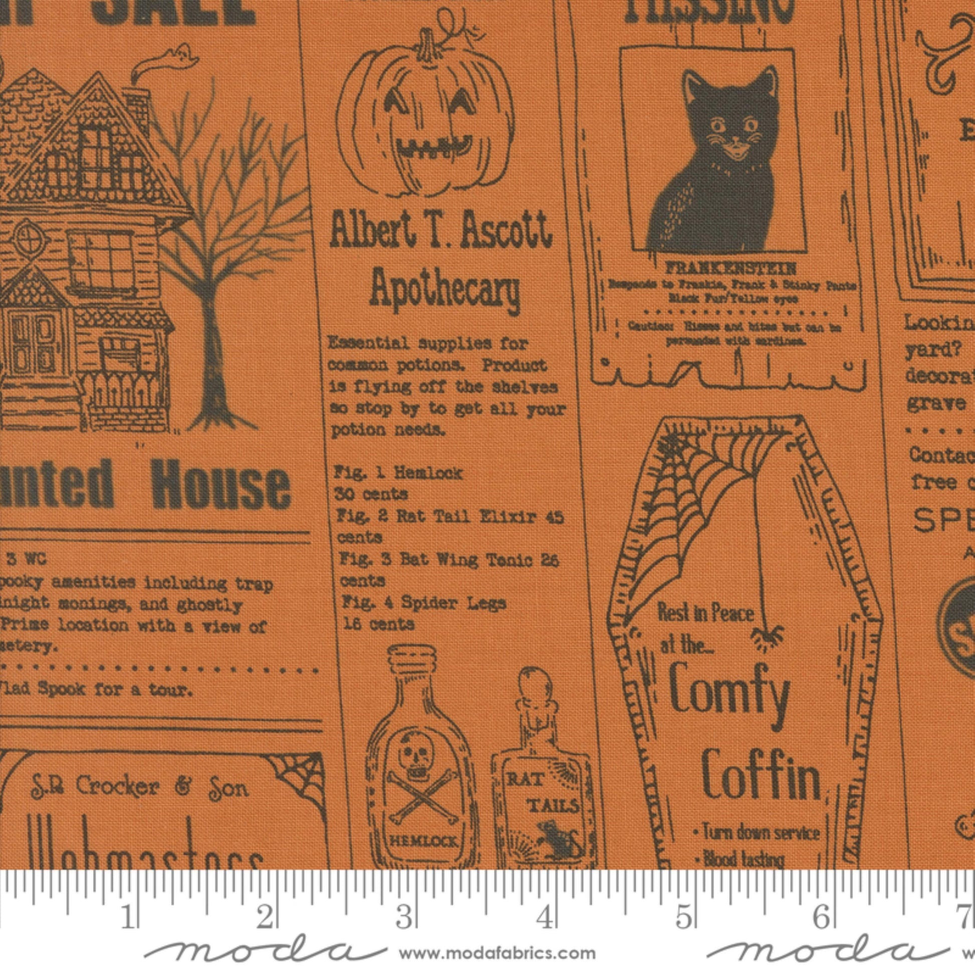Vintage Newspaper Pumpkin Home Sweet Haunt Stacy Iest Hsu Moda Fabric Fetish