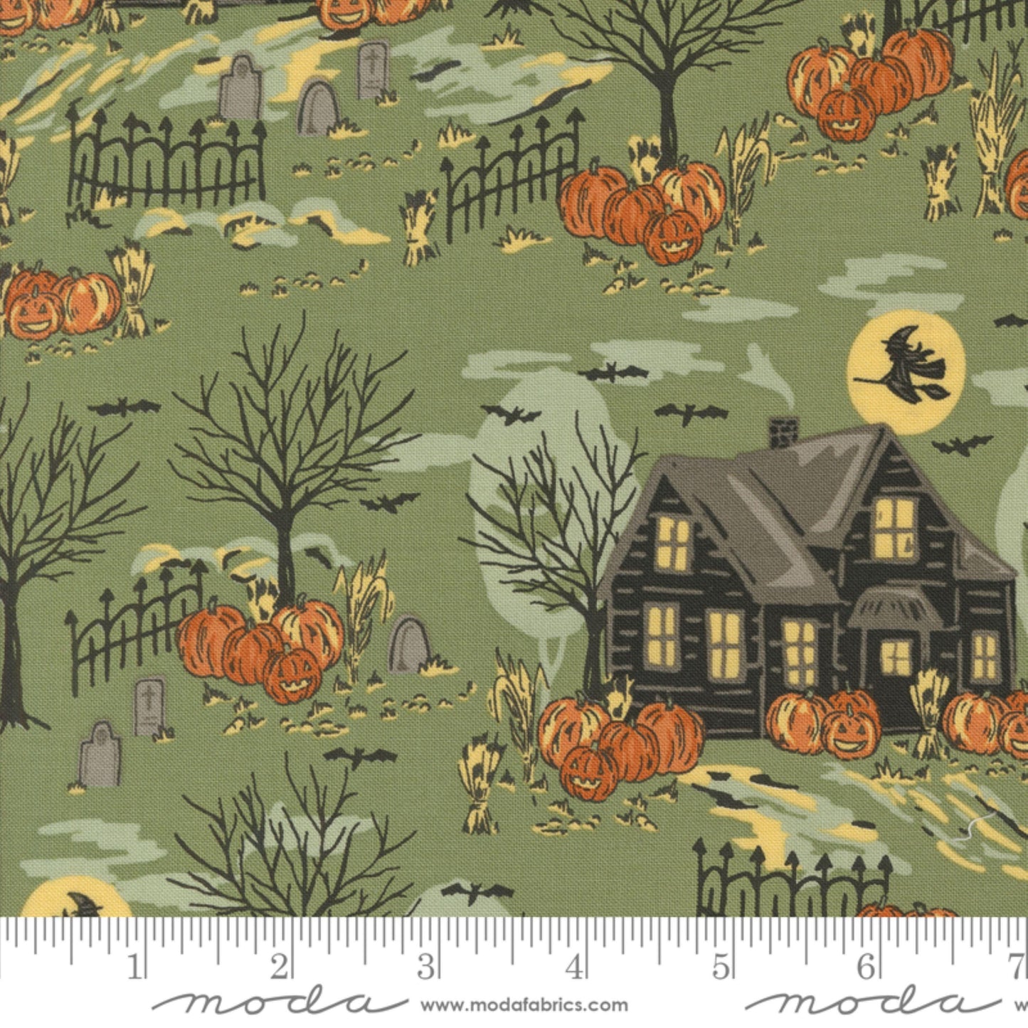 Haunted Forest Moss Home Sweet Haunt Stacy Iest Hsu Moda Fabric Fetish