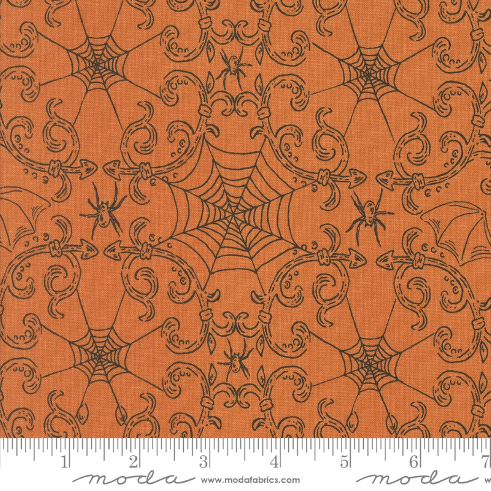 Wrought Iron Spiderwebs Pumpkin Home Sweet Haunt Stacy Iest Hsu Moda Fabric Fetish