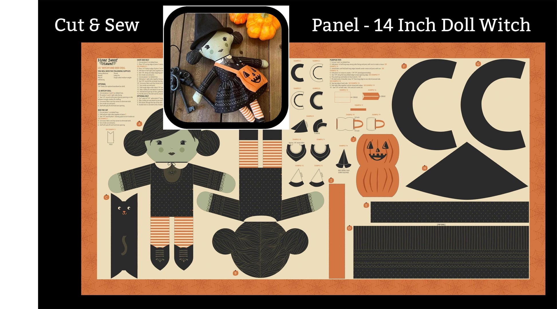 Witch Cut and Sew Panel Panel 24" x 44" Stacy Iest Hsu Moda Fabric Fetish
