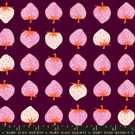 Strawberry Row Deep Plum Strawberry Kimberly Kight Ruby Star Society Moda Fabric Fetish