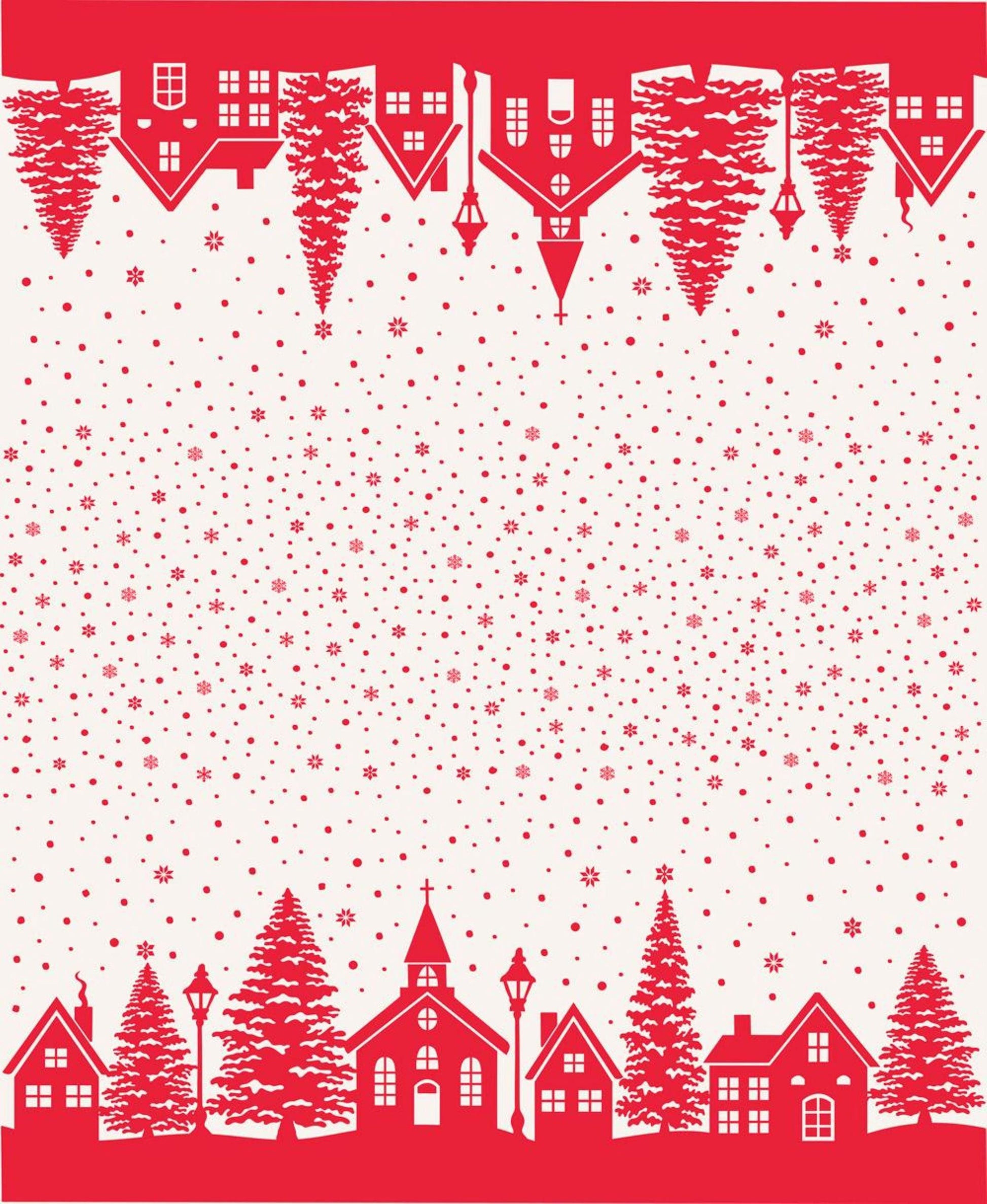 Christmas Village Double Border PANEL (36"x 44") Snowflake Pomegranate Buon Natale Fig Tree Co Moda Fabric Fetish