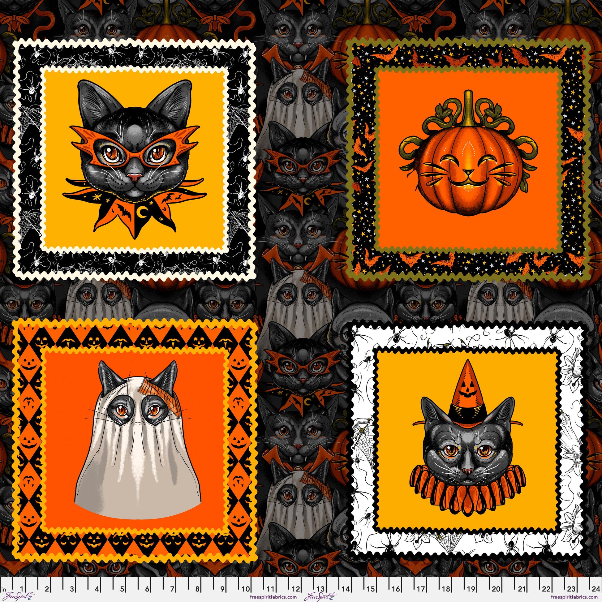 Cat Costumes 24 inch PANEL Costumes & Cobwebs Club Hauer Rachel Hauer Freespirit Fabrics Fabric Fetish