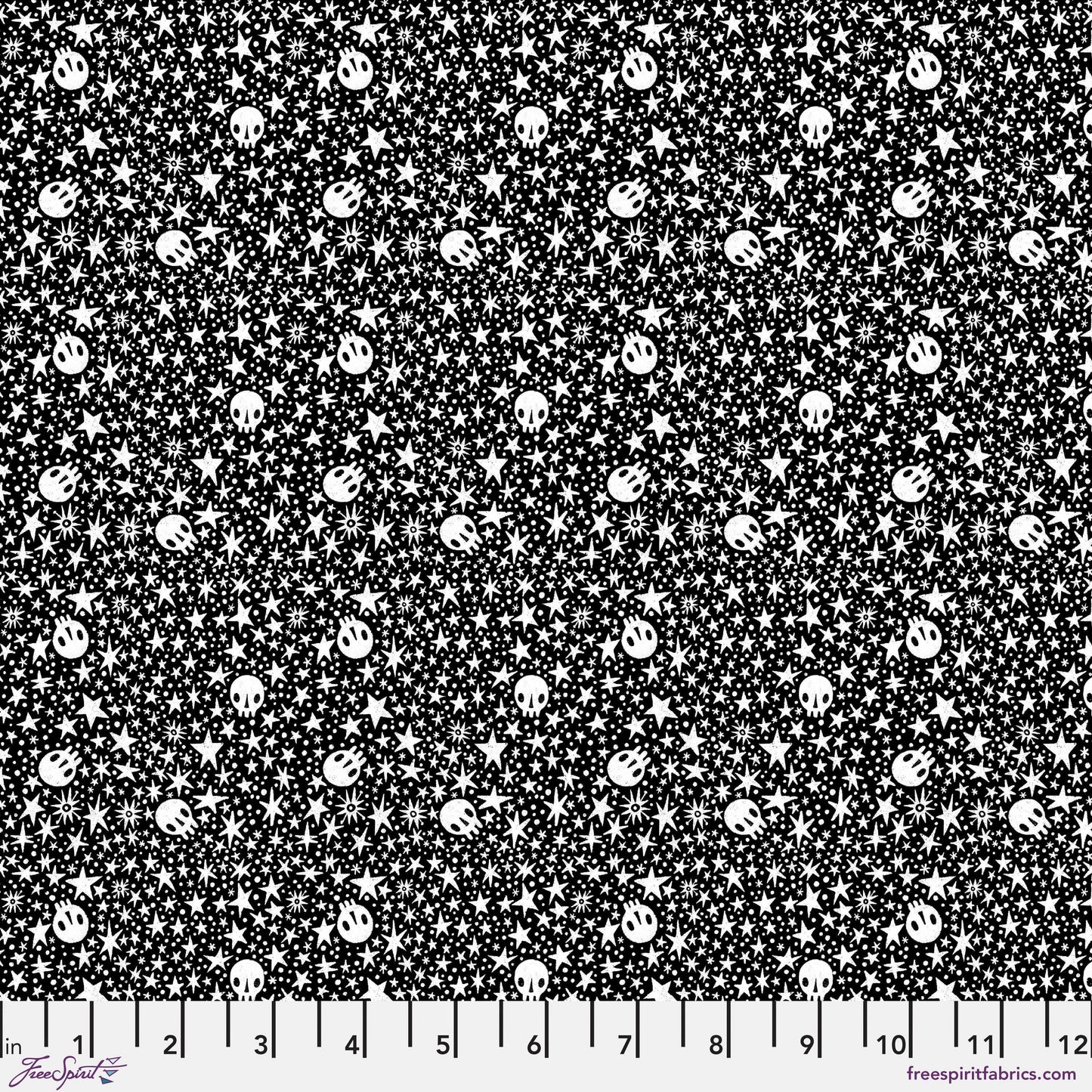 Starry Skulls Black Witchy Ways Cori Dantini Freespirit Fabrics Fabric Fetish