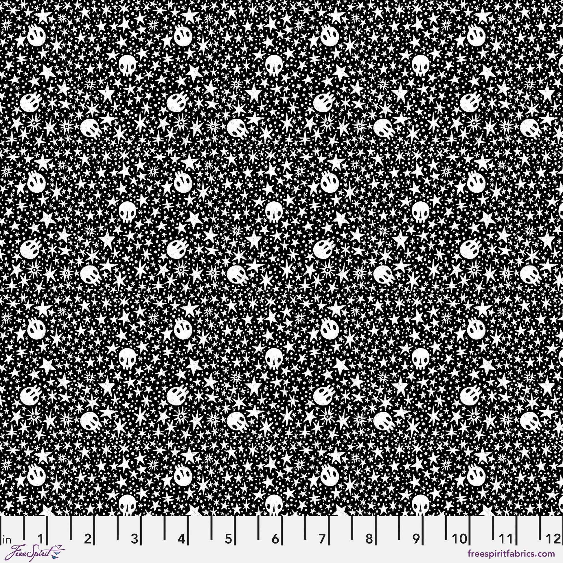 Starry Skulls Black Witchy Ways Cori Dantini Freespirit Fabrics Fabric Fetish