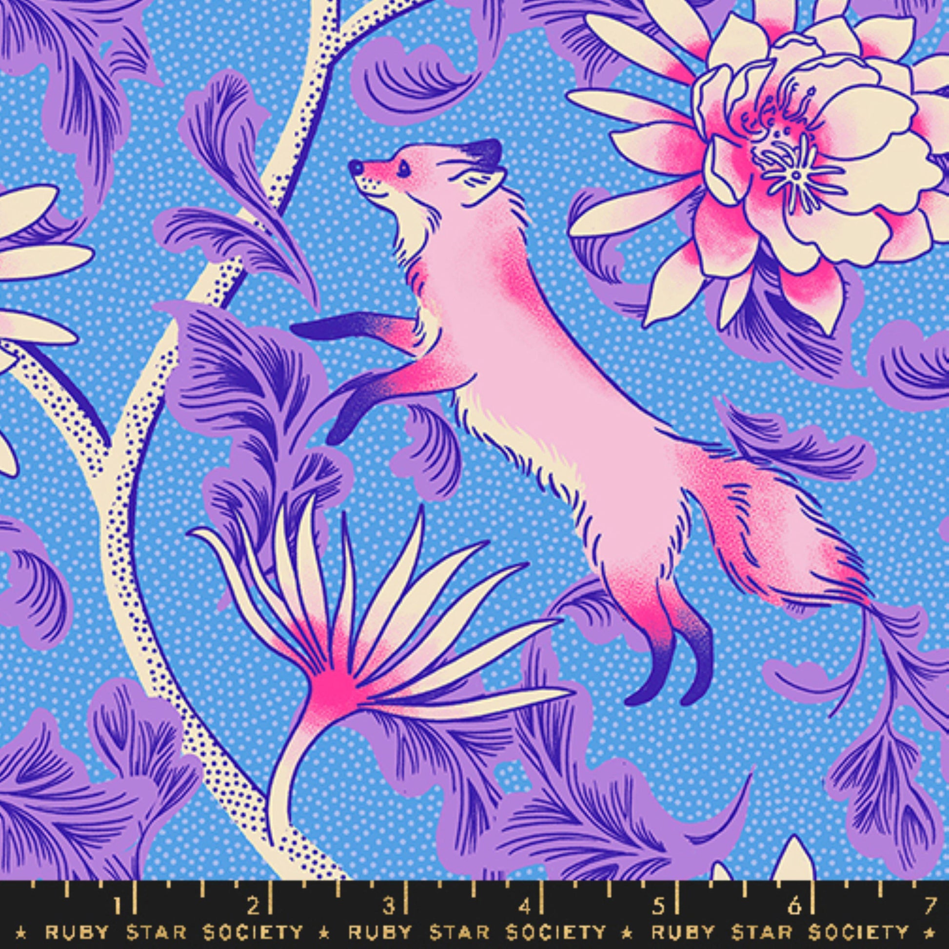 Fox Bloom Lindley Blue Glow Garden Sarah Watts Ruby Star Society Moda Fabric Fetish