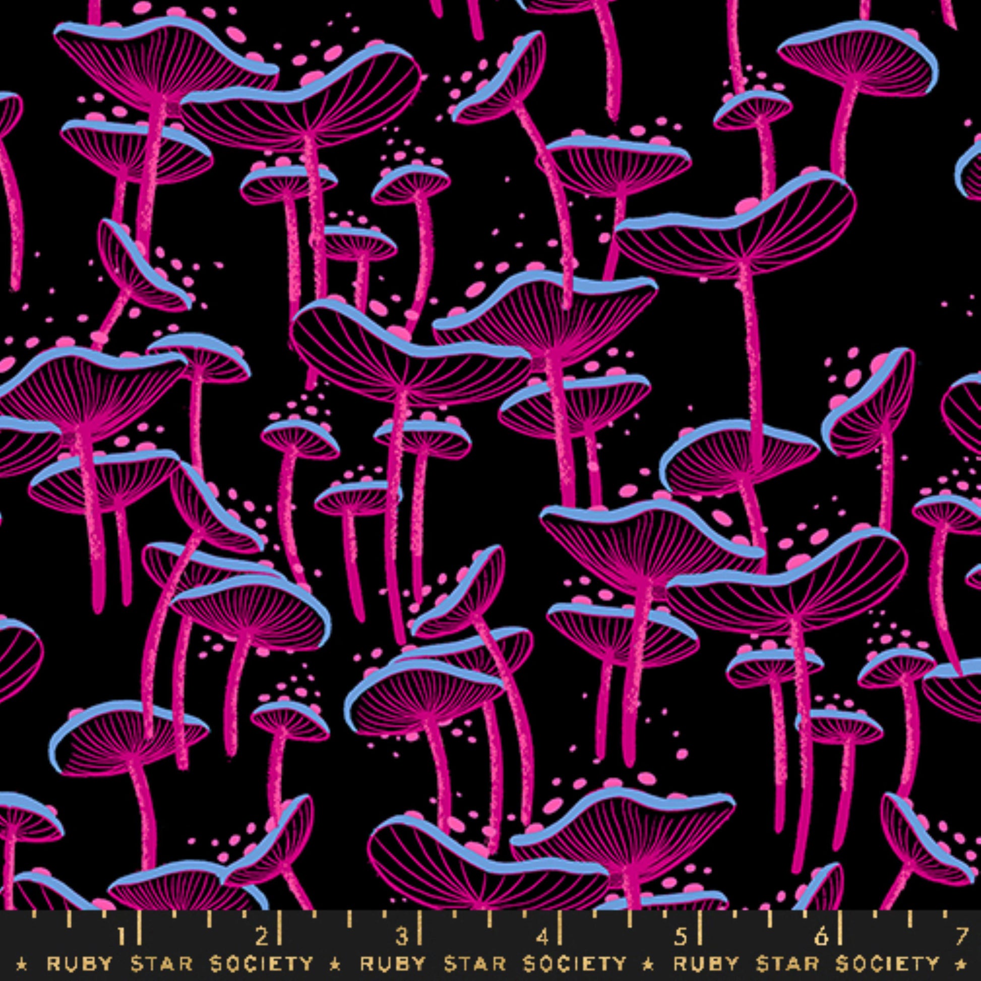 Fungi Black Glow Garden Sarah Watts Ruby Star Society Moda Fabric Fetish
