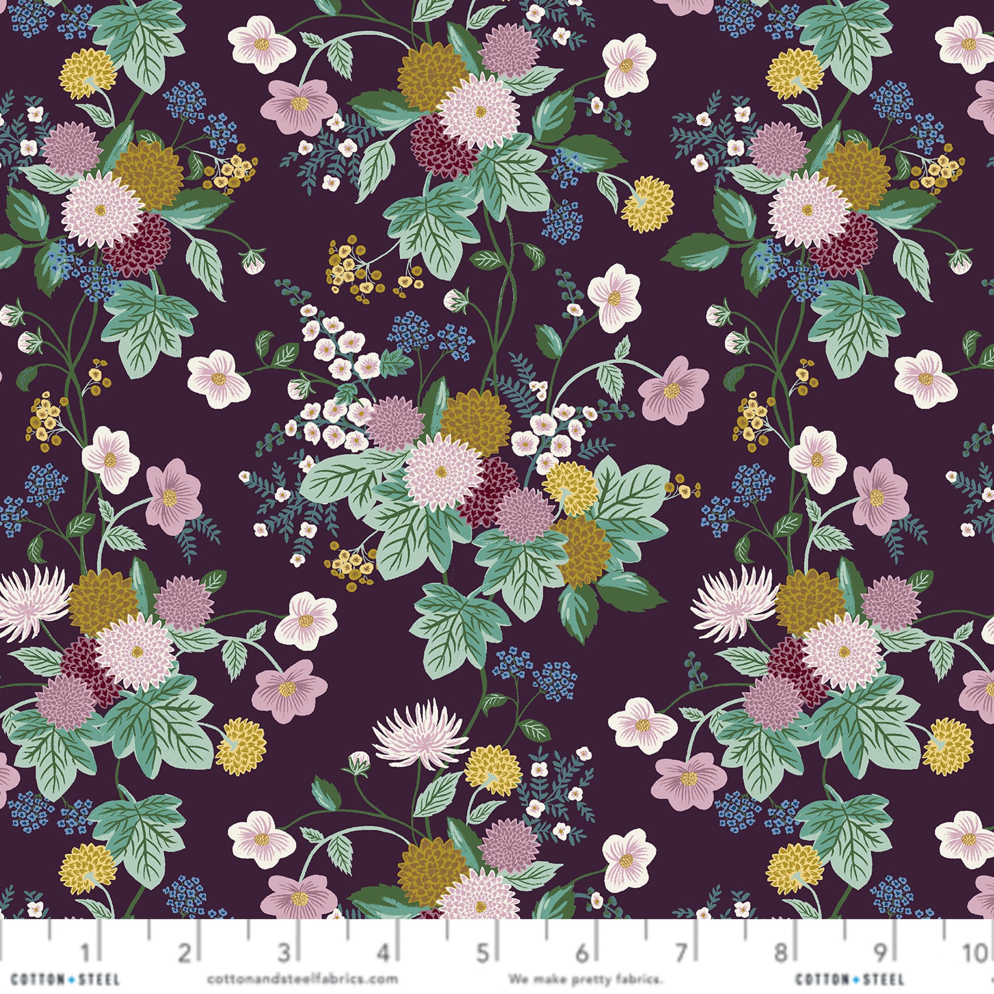 Aubergine Dahlia Anna Bond Rifle Paper Co Cotton + Steel Fabric Fetish
