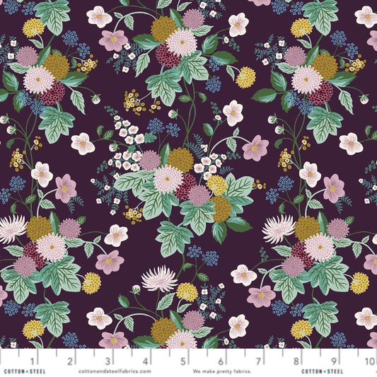 Aubergine Dahlia Anna Bond Rifle Paper Co Cotton + Steel Fabric Fetish