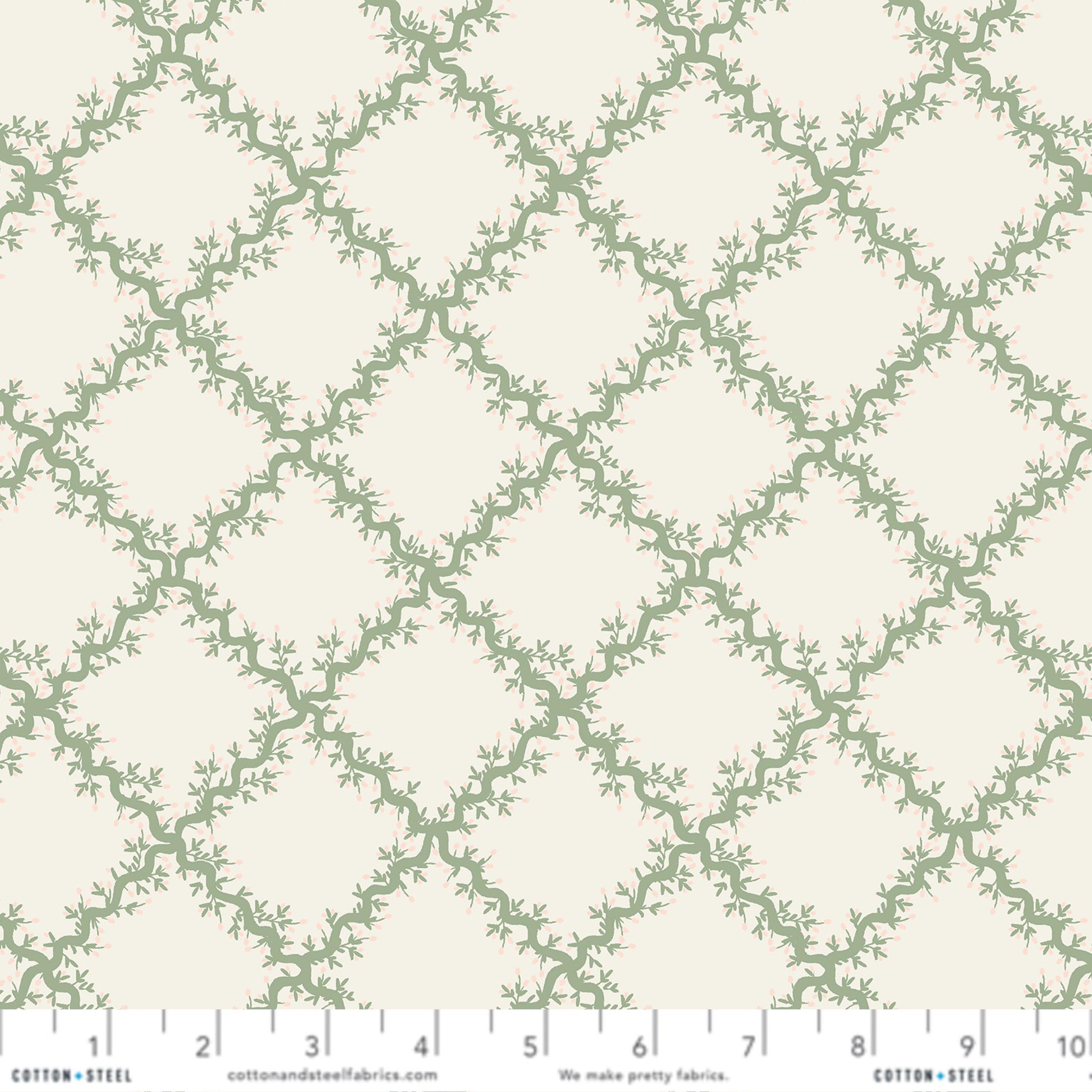 Lattice Cream Dahlia Anna Bond Rifle Paper Co Cotton + Steel Fabric Fetish
