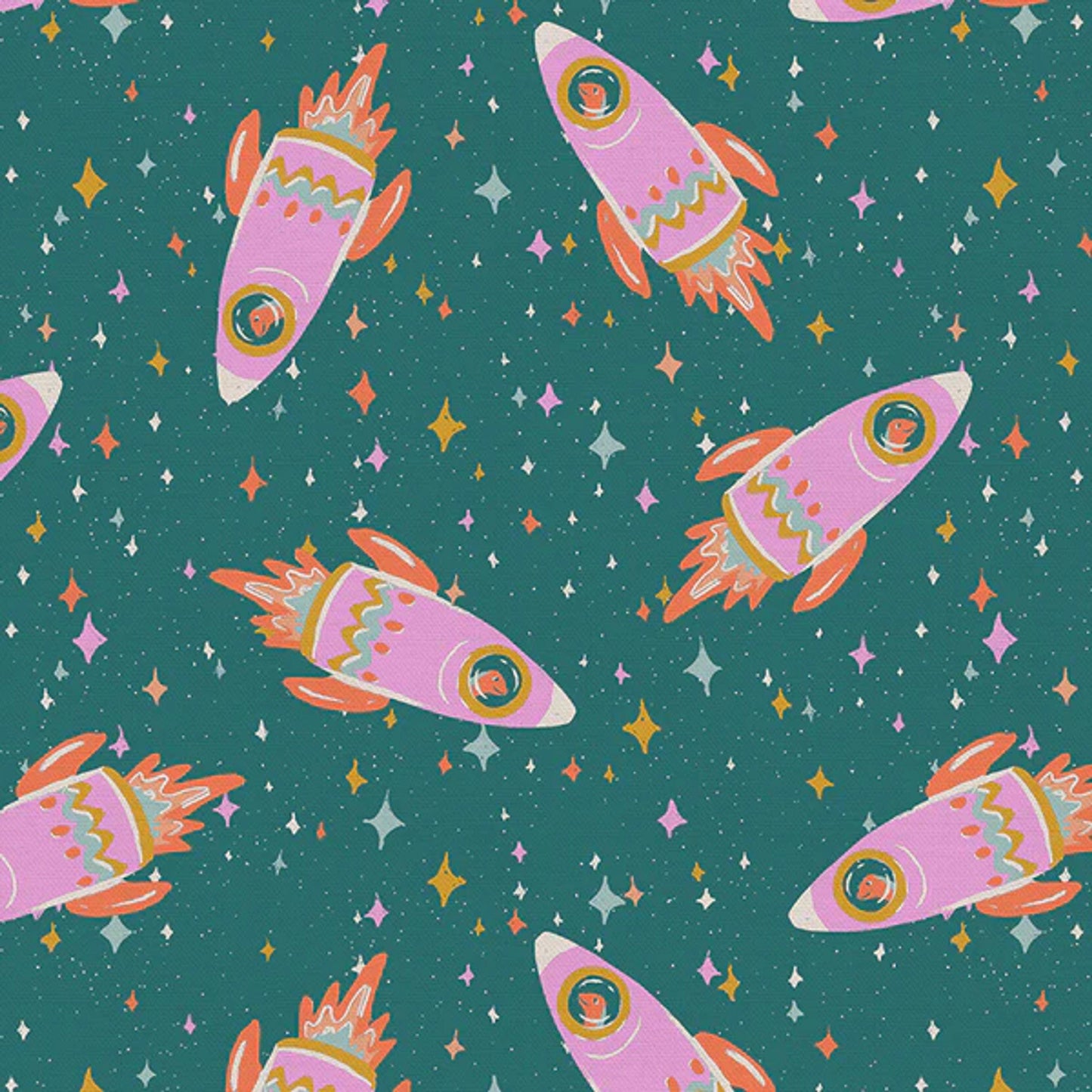 Rockets Sweet - Dino Daydreams - Iris + Sea - Paintbrush Studio Fabric