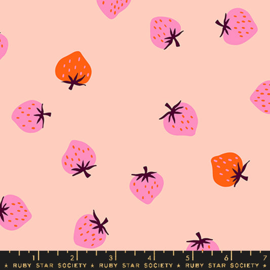 Strawberry Toss Pale Peach Strawberry Kimberly Kight Ruby Star Society Moda Fabric Fetish