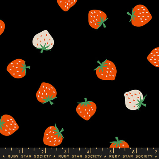 Strawberry Toss Black Strawberry Kimberly Kight Ruby Star Society Moda Fabric Fetish
