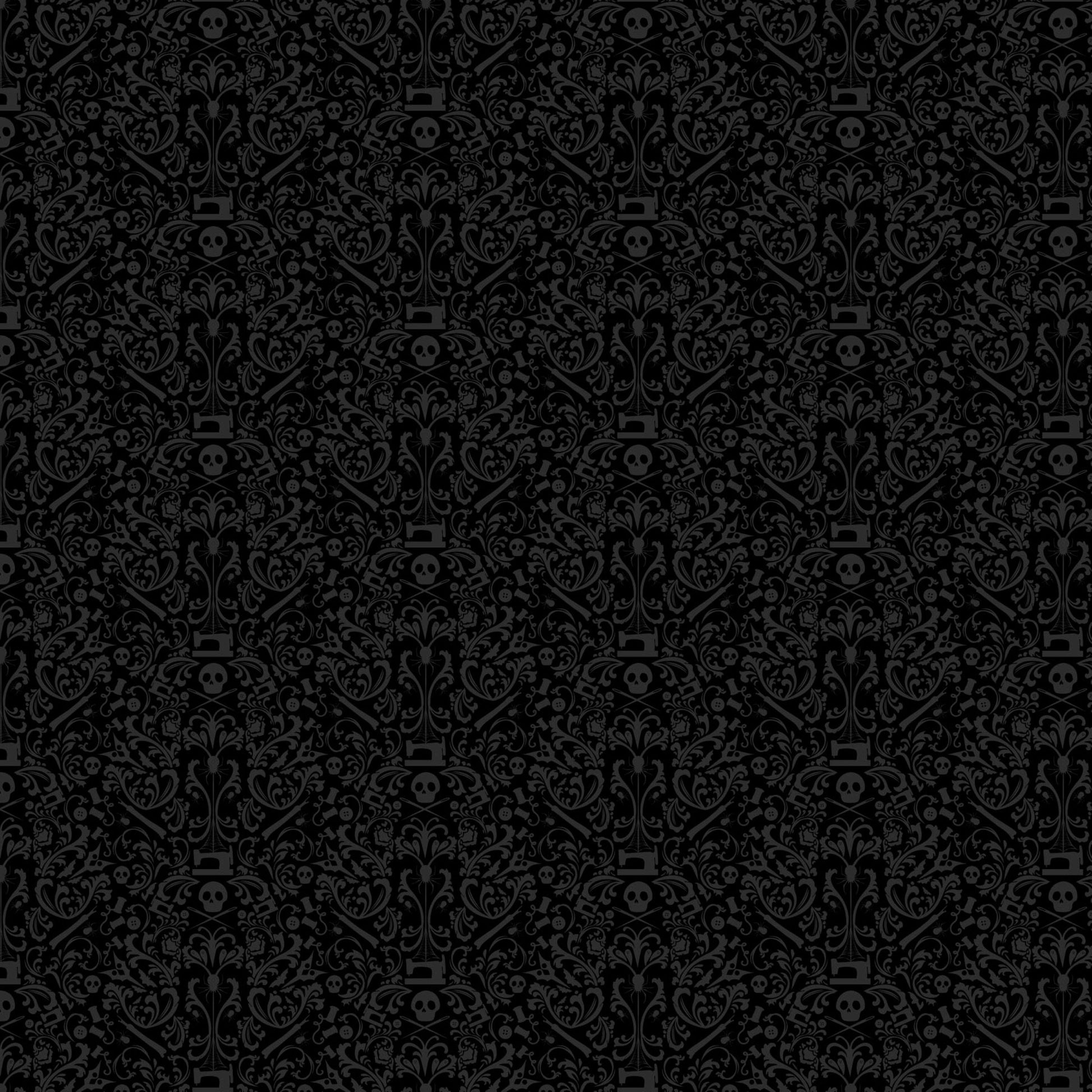 Damask Black Mr. Bones Sews Kimberlee Peers Moore Figo Fabrics Fabric Fetish