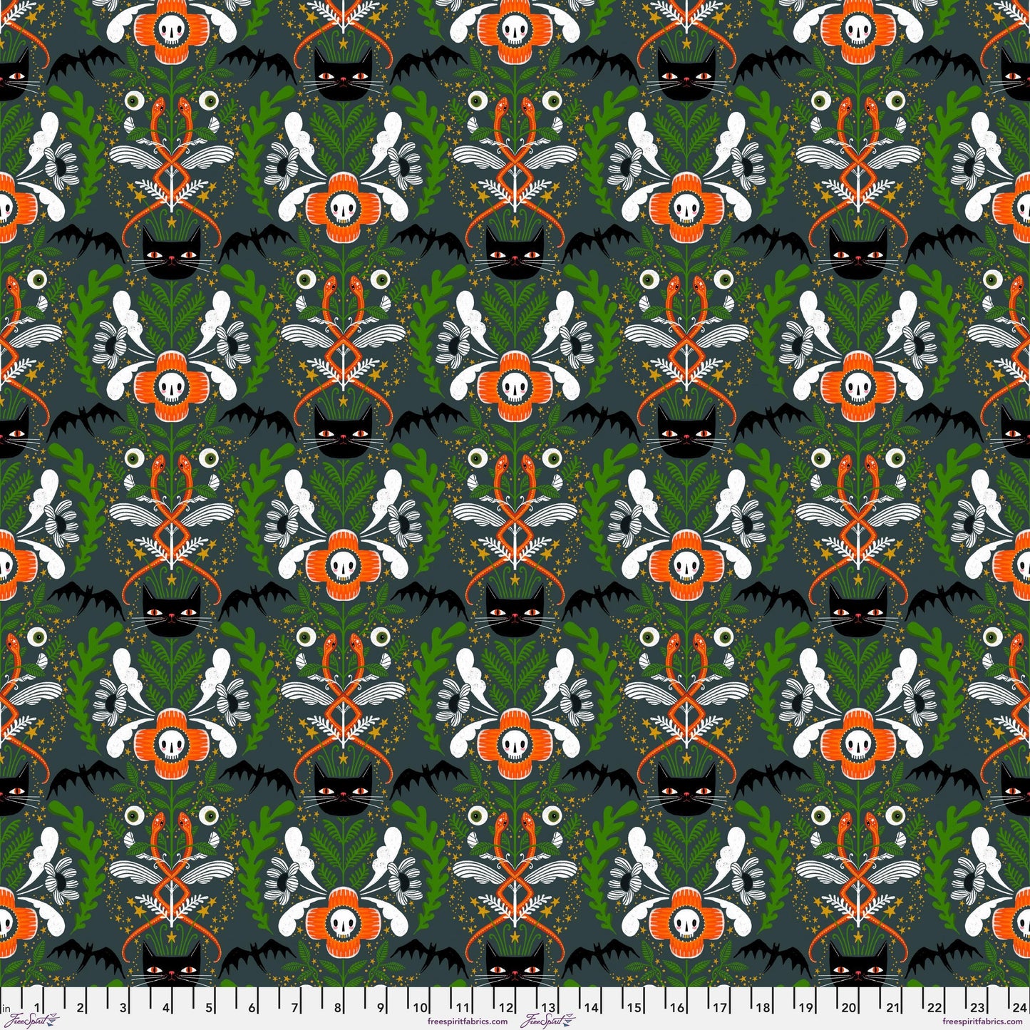 Cat Tower Gray Witchy Ways Cori Dantini Freespirit Fabrics Fabric Fetish