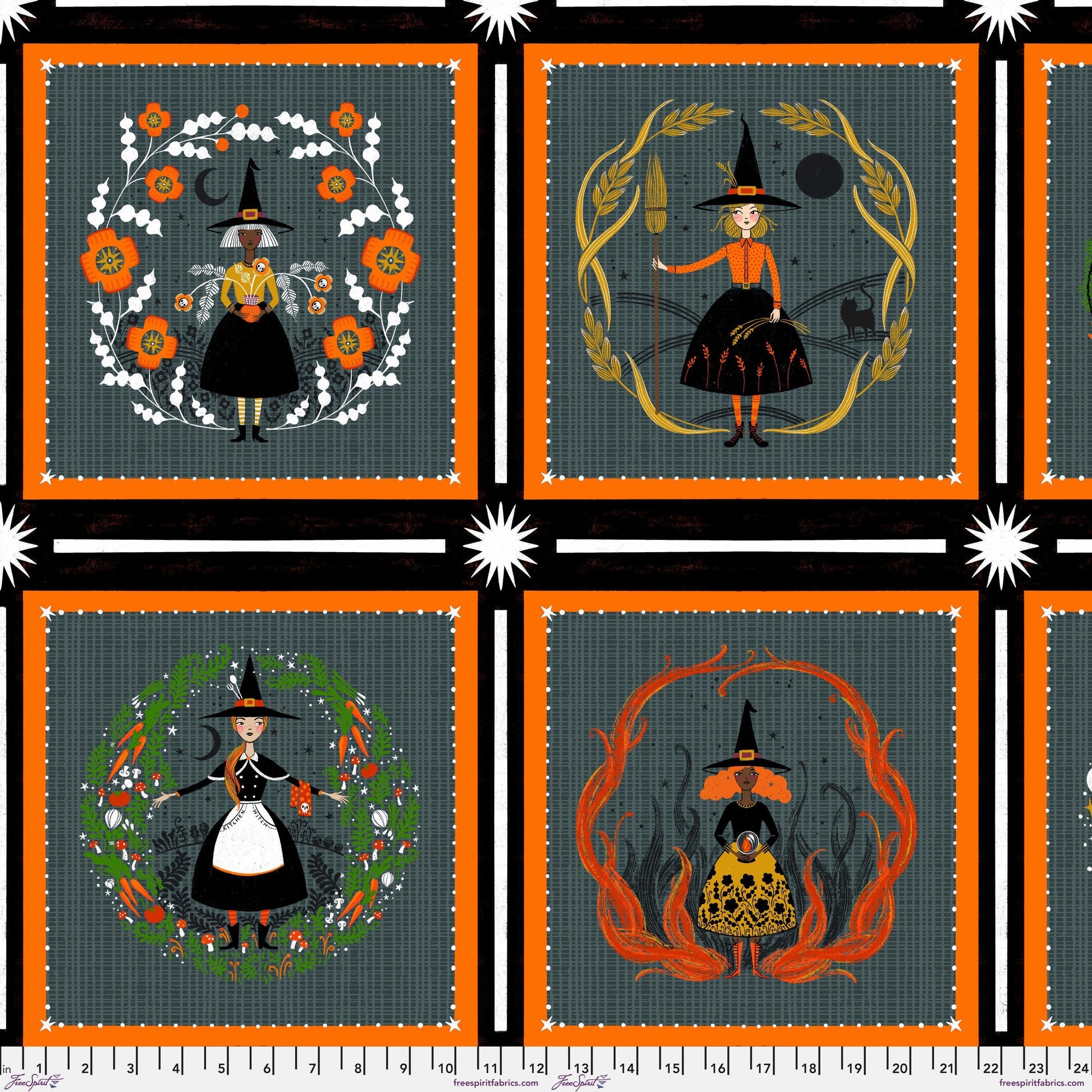 Witchy Ways 24 inch PANEL Witchy Ways Cori Dantini Freespirit Fabrics Fabric Fetish