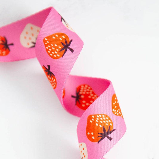Strawberry Daisy Nylon Webbing - Strawberrry- Kimberly Kight - Ruby Star Society
