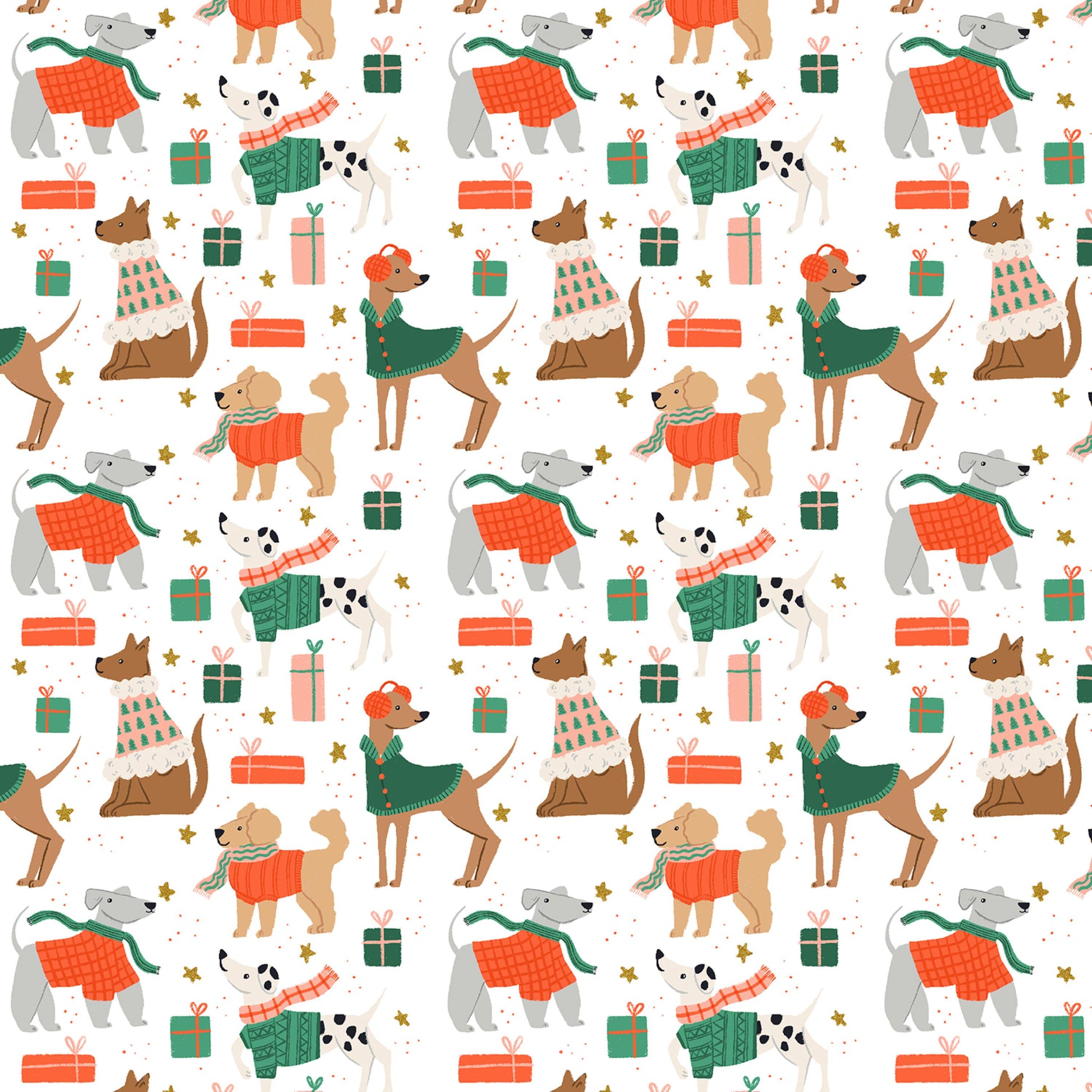 Dapper Dogs Snow METALLIC Merry Pawmas Dominika Godette Cotton + Steel Fabric Fetish