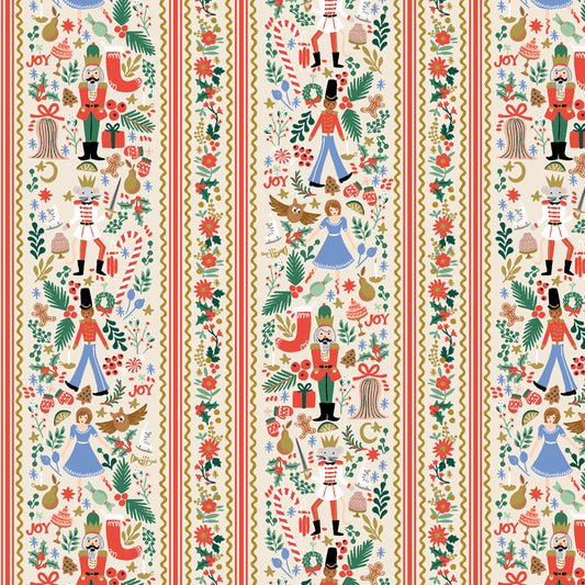Holly Jolly Nutcracker Cream Gold METALLIC Holiday Classics IV Anna Bond Rifle Paper Co Basics Cotton + Steel Fabric Fetish