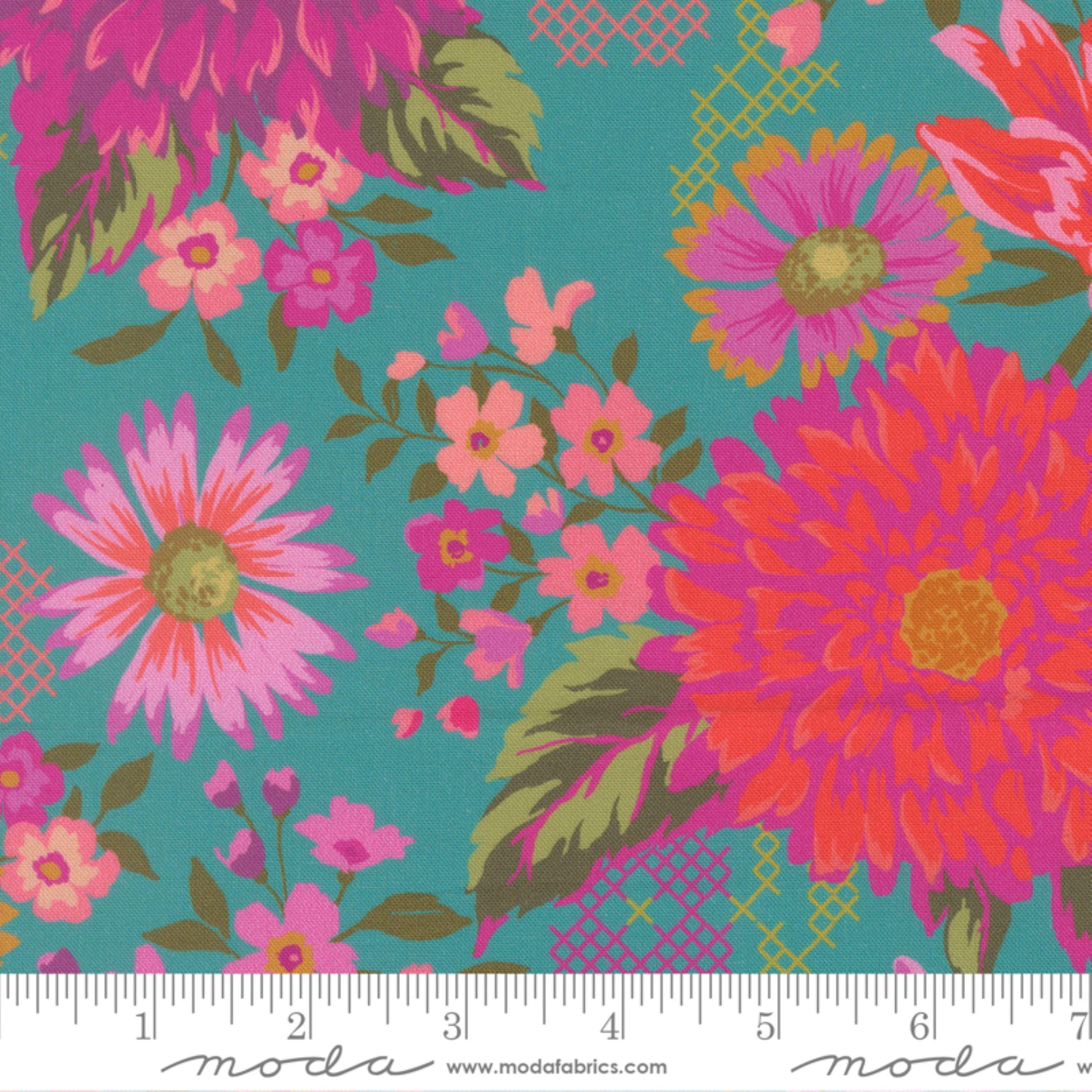 Happy Blooms Teal Parlor Crystal Manning Moda Fabric Fetish