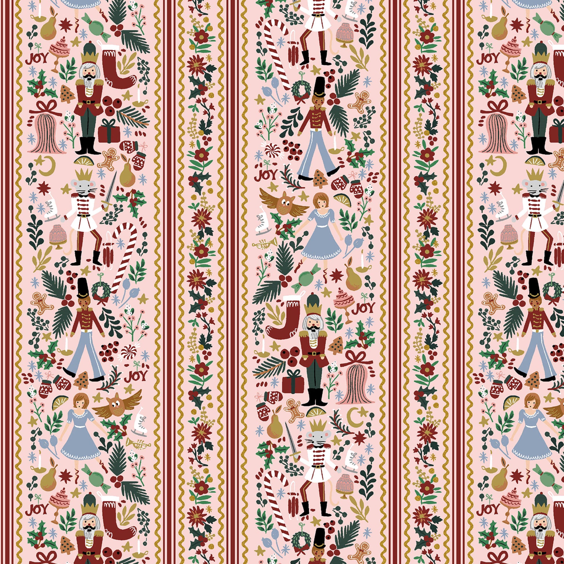 Holly Jolly Nutcracker Blush Gold METALLIC Holiday Classics IV Anna Bond Rifle Paper Co Basics Cotton + Steel Fabric Fetish