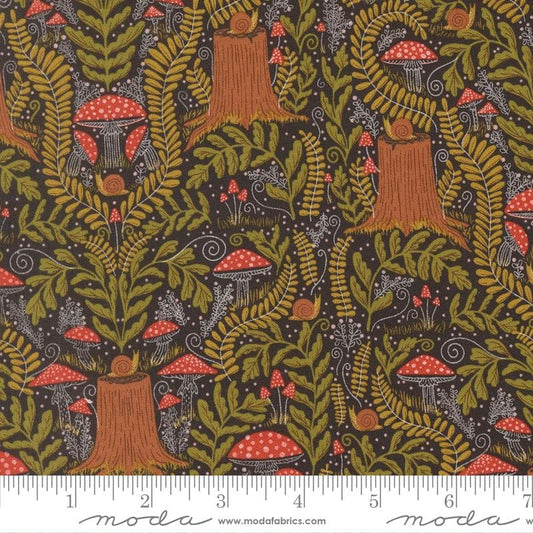 Mushroom Landscape Midnight Night Owl Gingiber Moda Fabric Fetish