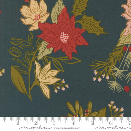 Festive Florals Midnight GOLD METALLIC Old World Yuletide Fancy That Design House Moda Fabric Fetish
