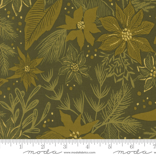 Poinsettia Pine GOLD METALLIC Old World Yuletide Fancy That Design House Moda Fabric Fetish