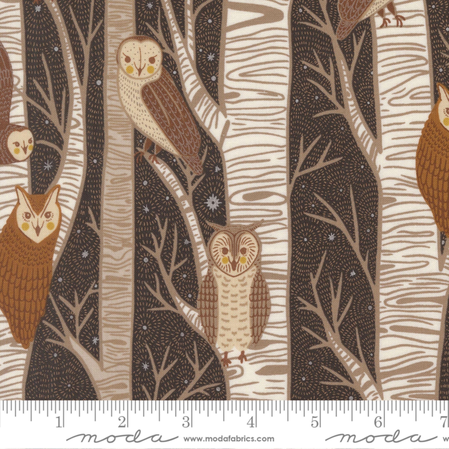 Owls Midnight Night Owl Gingiber Moda Fabric Fetish