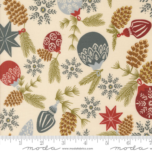 Branch and Baubles Eggshell GOLD METALLIC Old World Yuletide Fancy That Design House Moda Fabric Fetish