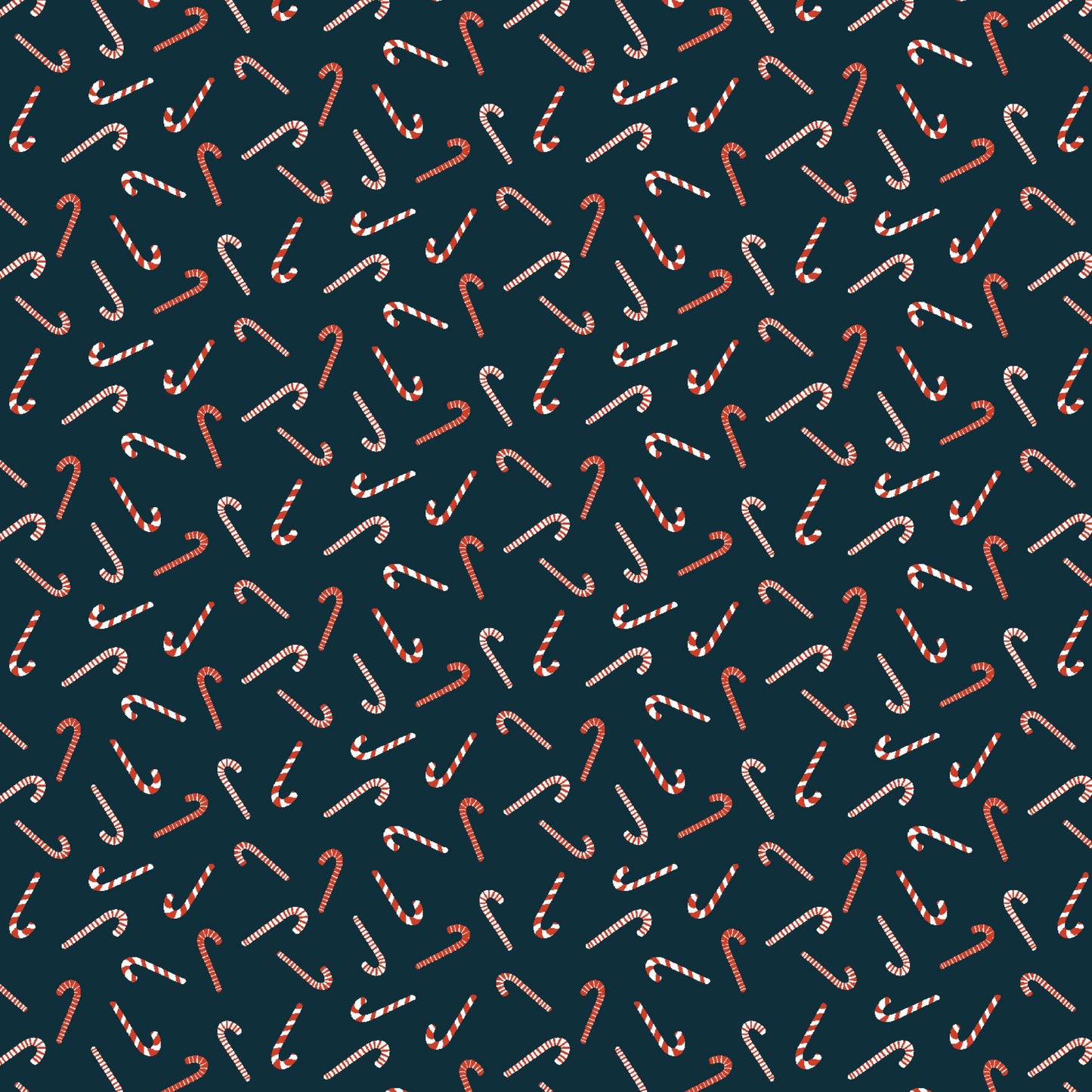 Candy Cane Toss Navy - RJR Studio - Christmas Lane - RJR Fabrics