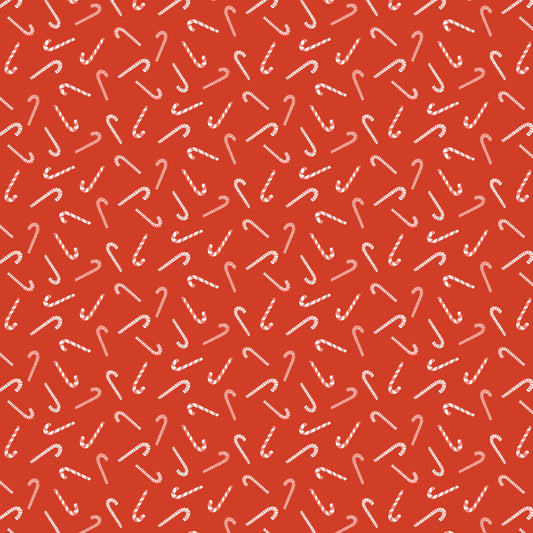 Candy Cane Toss Red - RJR Studio - Christmas Lane - RJR Fabrics