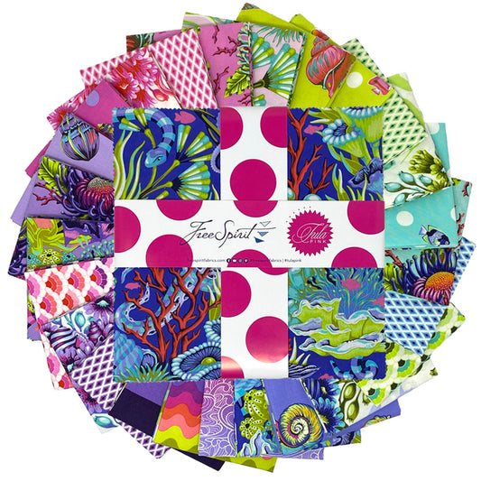 Floral Reef - 42 Pc 10 inch Charm Pack Bundle - Tula Pink - Free Spirit Fabrics