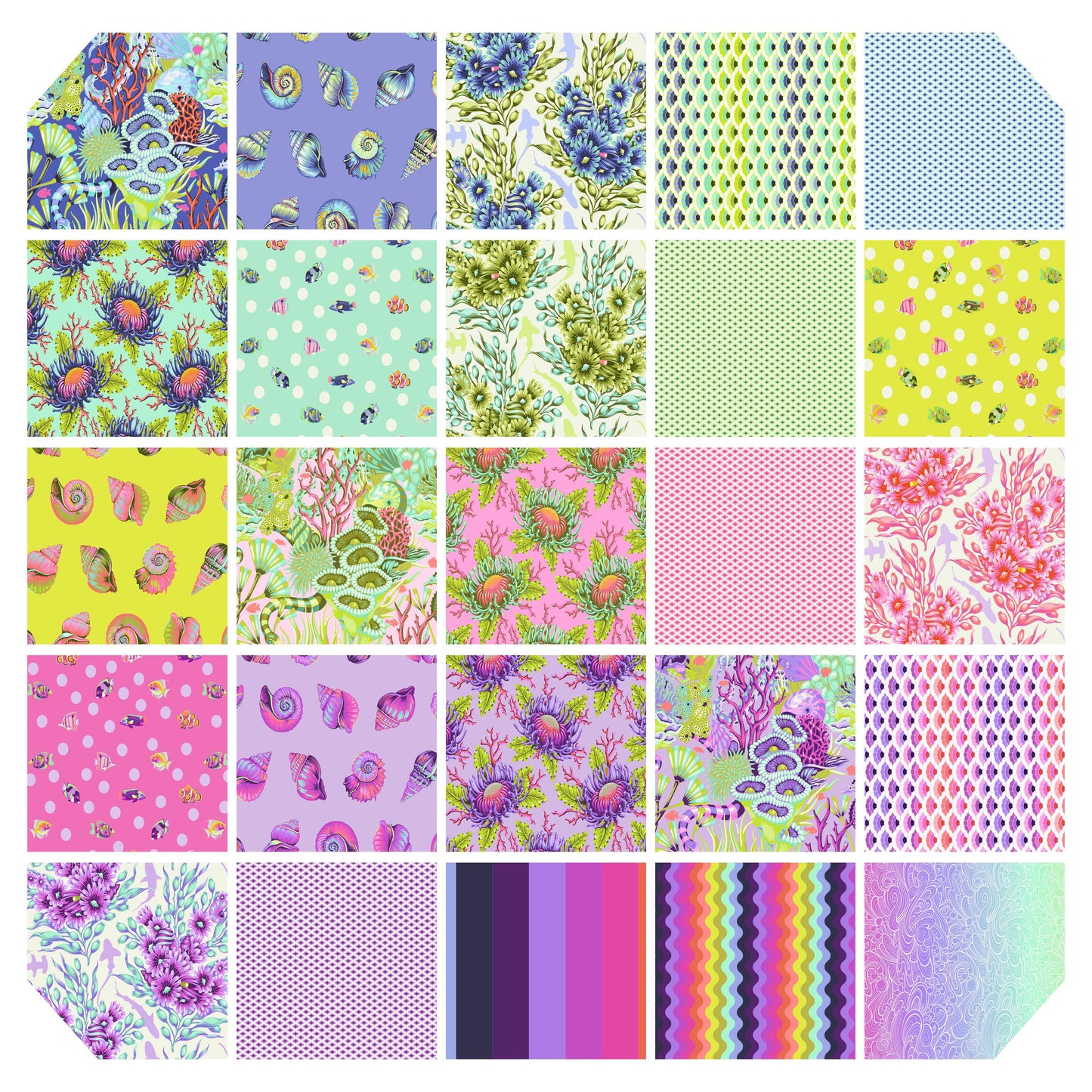 Floral Reef - 40 Pc 2.5 Inch Designer Roll Bundle - Tula Pink - FreeSpirit Fabrics