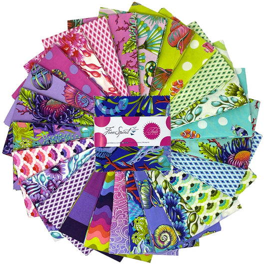 Floral Reef - 42 Pc 5 Inch Charm Pack Bundle - Tula Pink - FreeSpirit Fabrics