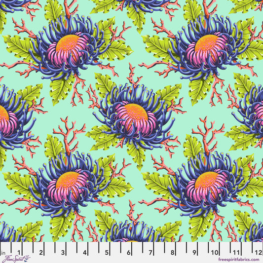 Friends & Anemones Seafoam Floral Reef Tula Pink Freespirit Fabrics Fabric Fetish