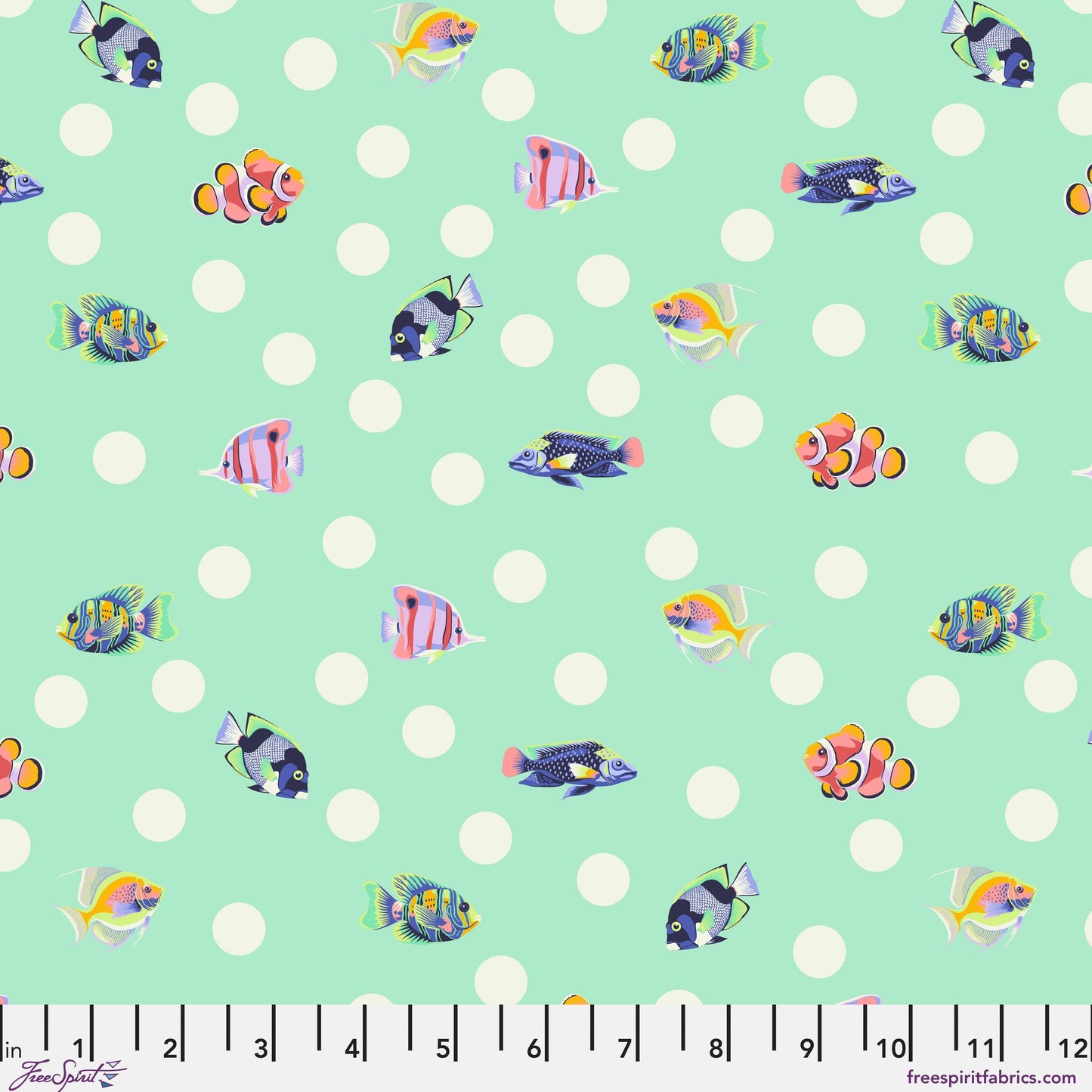 School Crossing Seafoam Floral Reef Tula Pink Freespirit Fabrics Fabric Fetish