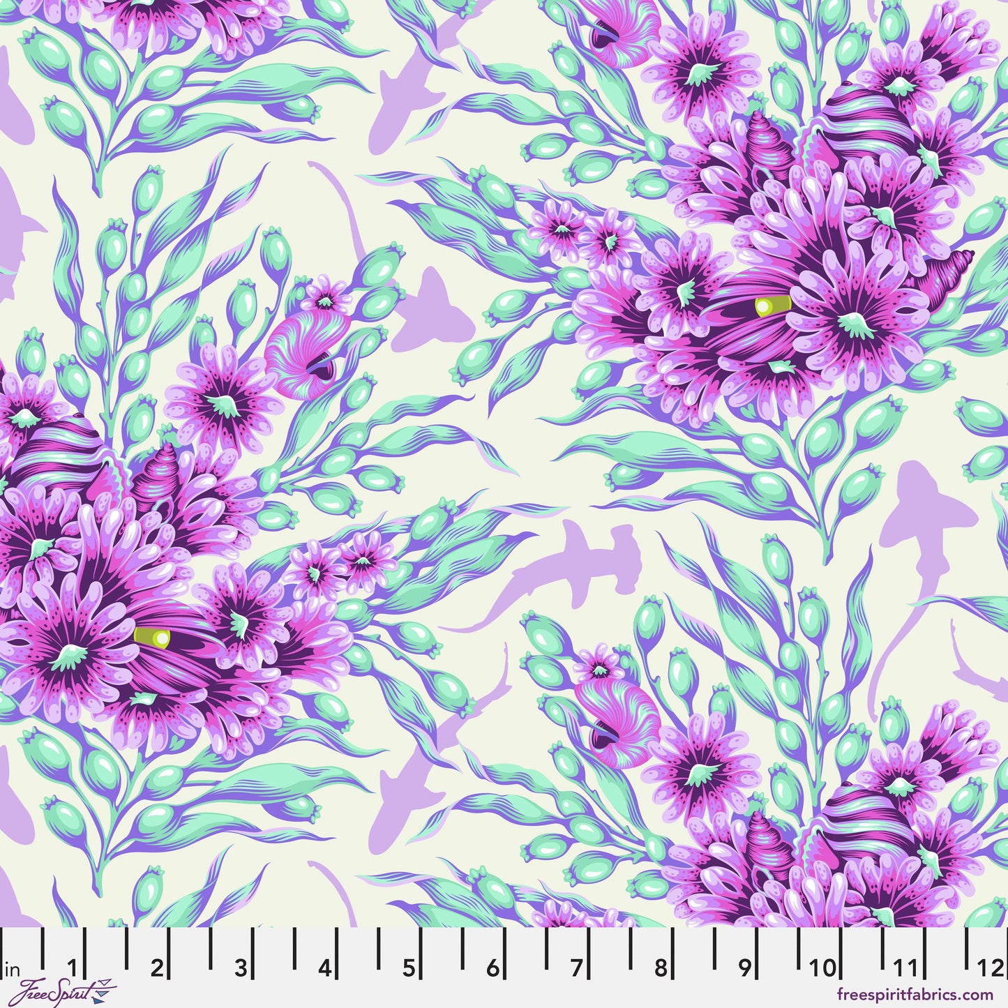 Shadow Sharks Ultraviolet Floral Reef Tula Pink Freespirit Fabrics Fabric Fetish