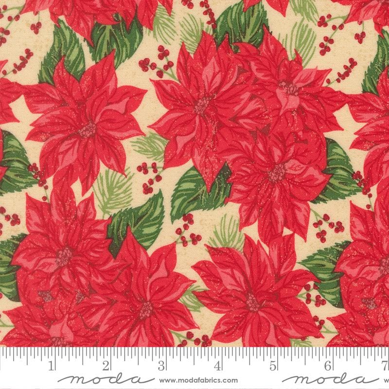 Vintage Poinsettia Natural Holiday Cheer Stacy Iest Hsu Moda Fabric Fetish